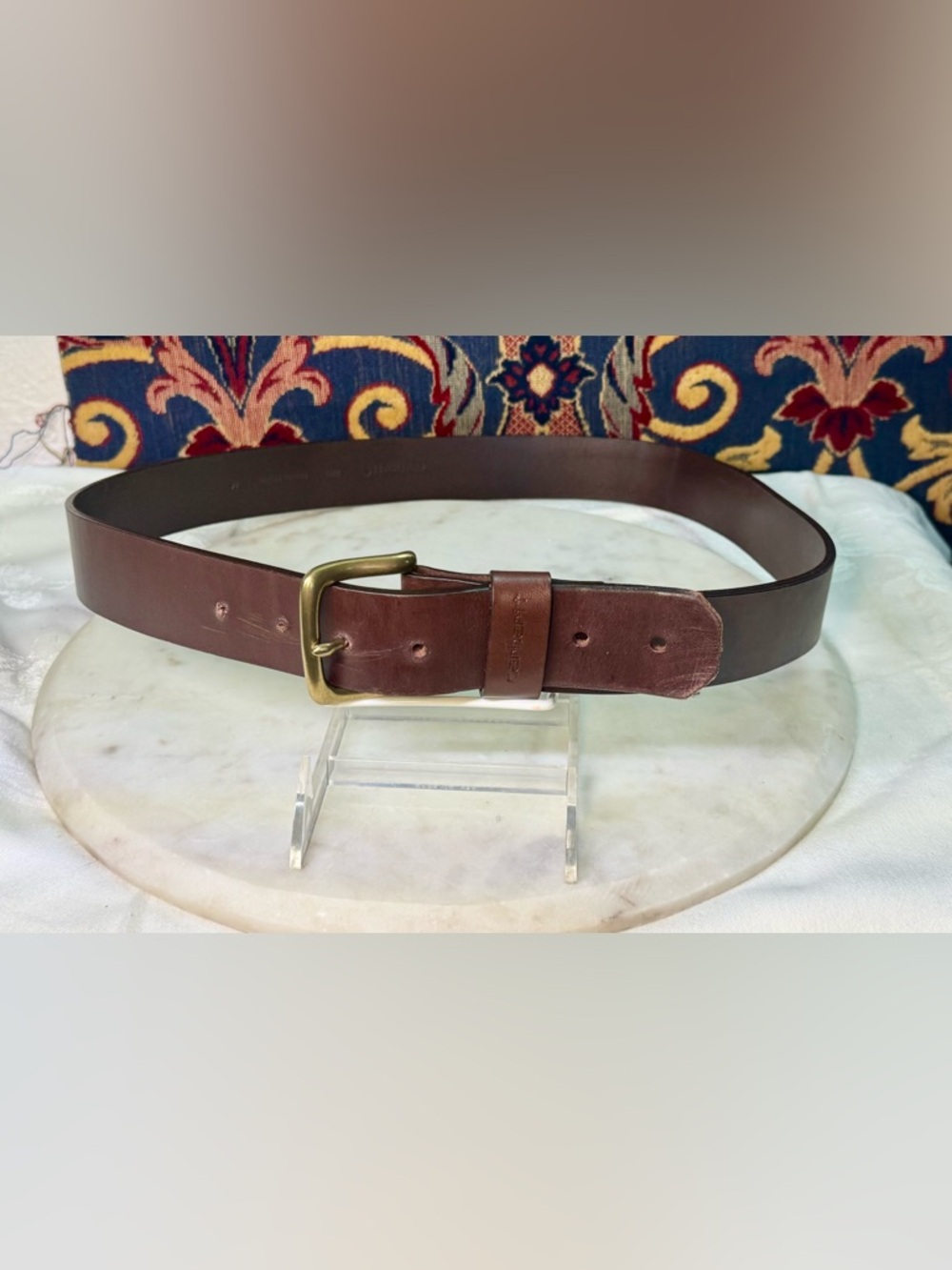 Carhartt Brown Leather Belt – 41” Length, 1.5” Width, Brass Buckle
